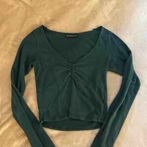 Long sleeve dark green Brandy Melville Basic top